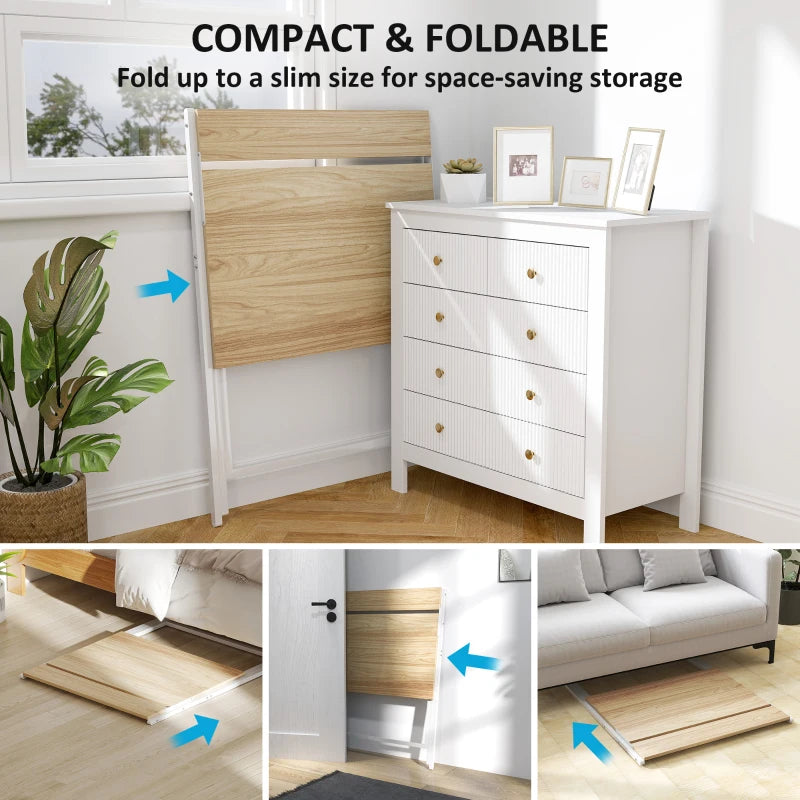 81.5 cm Folding Computer Desk with Monitor Shelf - Stylish Natural Wood Finish for Home Office & Study