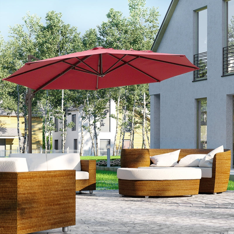 3m Wine Red Cantilever Garden Parasol