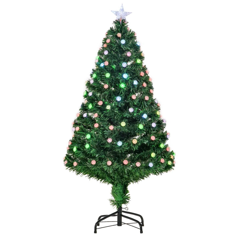 4FT Pre-Lit Artificial Christmas Tree with Fiber Optic Lights - Festive Green Holiday Decoration for Home & Xmas Cheer