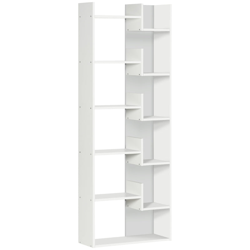 Modern 6-Tier Book Shelf with 11 Open Shelves - Freestanding White Bookcase for Home Office & Study
