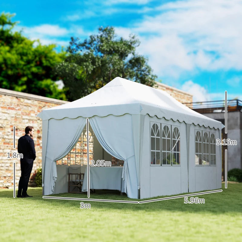 Height Adjustable 3x6m Pop Up Gazebo with Sides