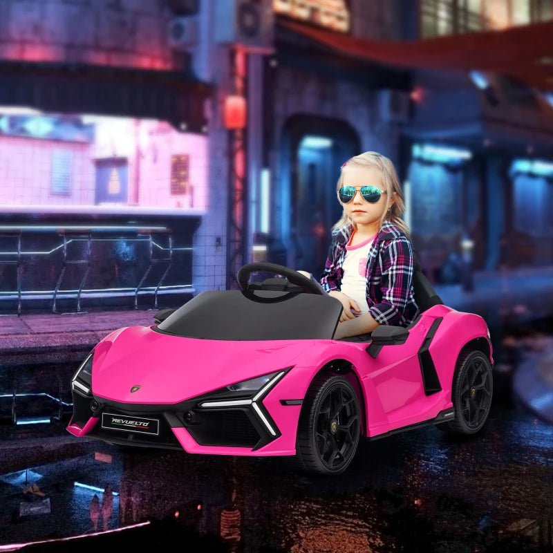 Licensed 12V Lamborghini Revuelto Ride On Car with Butterfly Doors and Remote Control Pink