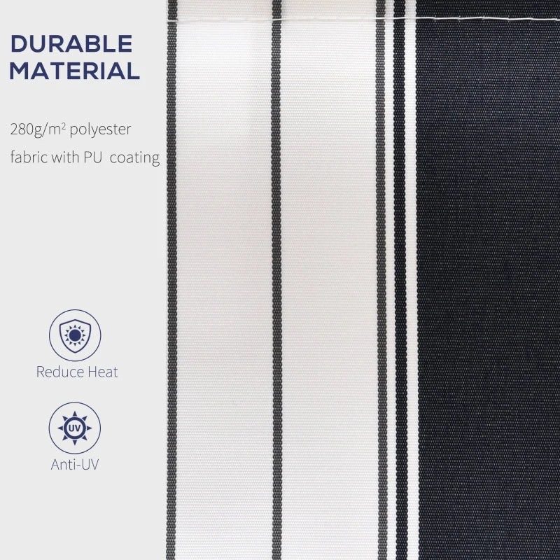 Dark Blue and White Retractable Awning, 2.5m x 2m - Manual Operation