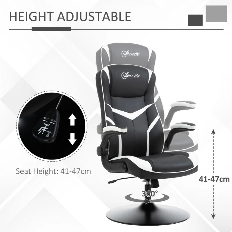 Vinsetto Ergonomic Gaming Chair - Adjustable Height, Swivel Base, PVC Leather - Black Home Office Desk Chair