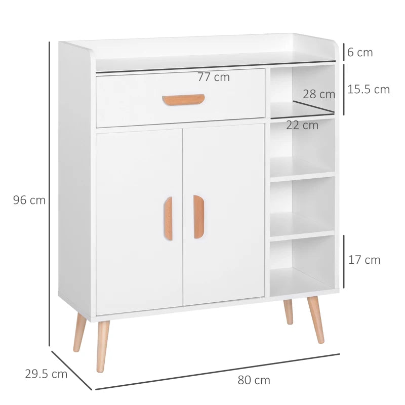 Modern White Sideboard with Storage Drawer - Versatile Side Cabinet for Hallway, Kitchen, Bedroom & Living Room