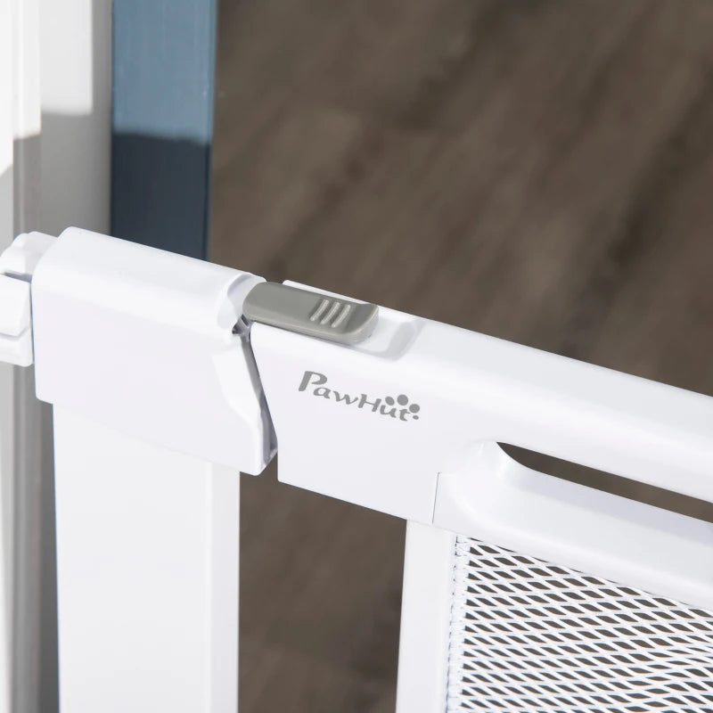 Adjustable Pet Safety Gate for Doorways & Staircases - 75-82cm Wide, White, Ideal for Hallways & Home Safety
