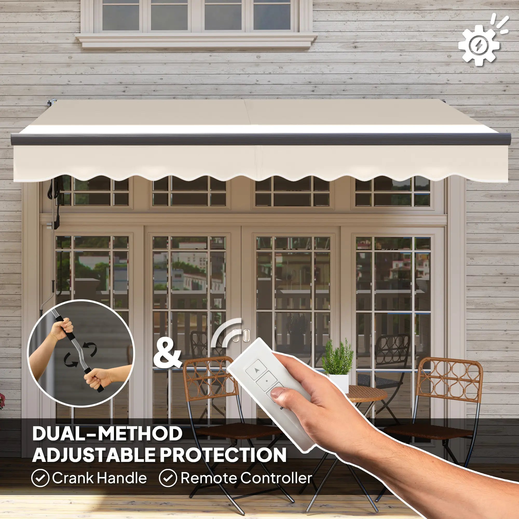 2.5m x 3m Electric/Manual Awning With Remote Controller - Beige