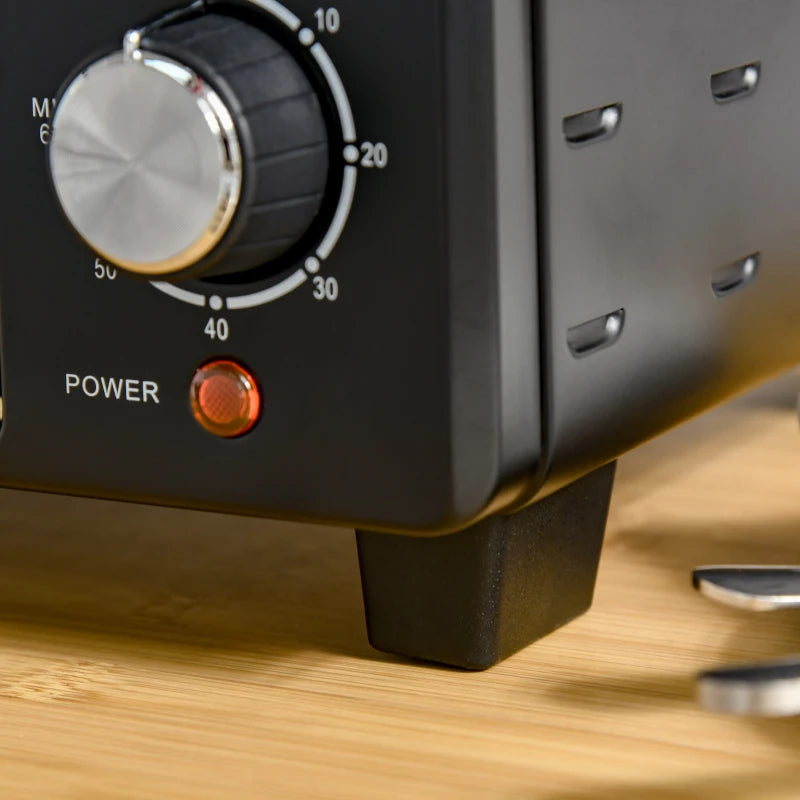 21L Mini Countertop Oven - Adjustable Temperature 100°C-230°C, Compact Black Design for Efficient Cooking