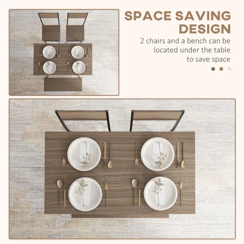 Stylish Four-Piece Dining Set with Table, Chairs, and Bench - Perfect for Modern Homes and Family Gatherings