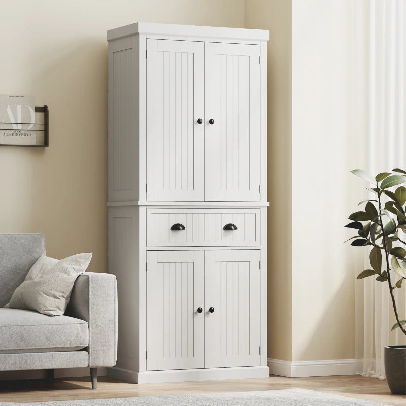 Stylish White Kitchen Storage Cabinet with Drawer & Adjustable Shelves - Perfect for Organizing Your Kitchen Essentials