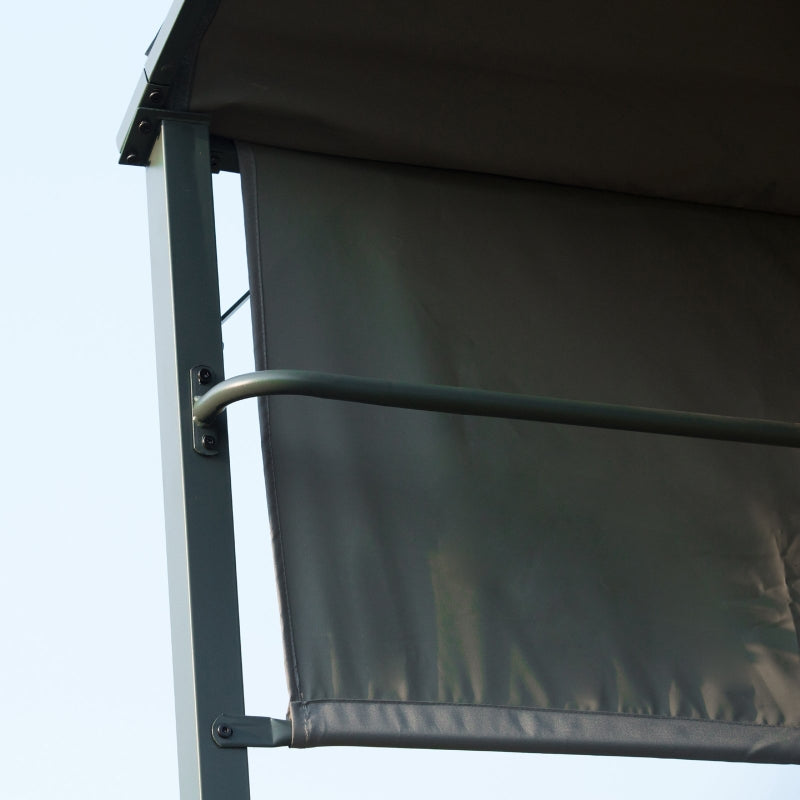 2.2m x 1.4m Black BBQ Grill Gazebo with Shelves and Hooks