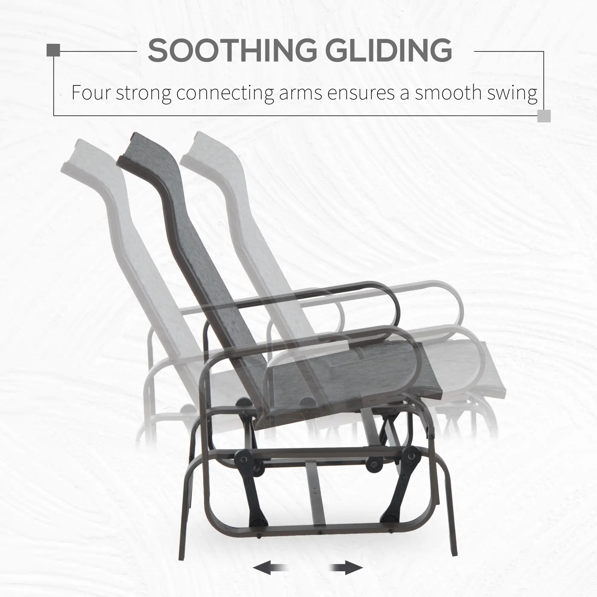 Grey & Brown Outdoor Gliding Rocking Chair - Sturdy Metal Frame