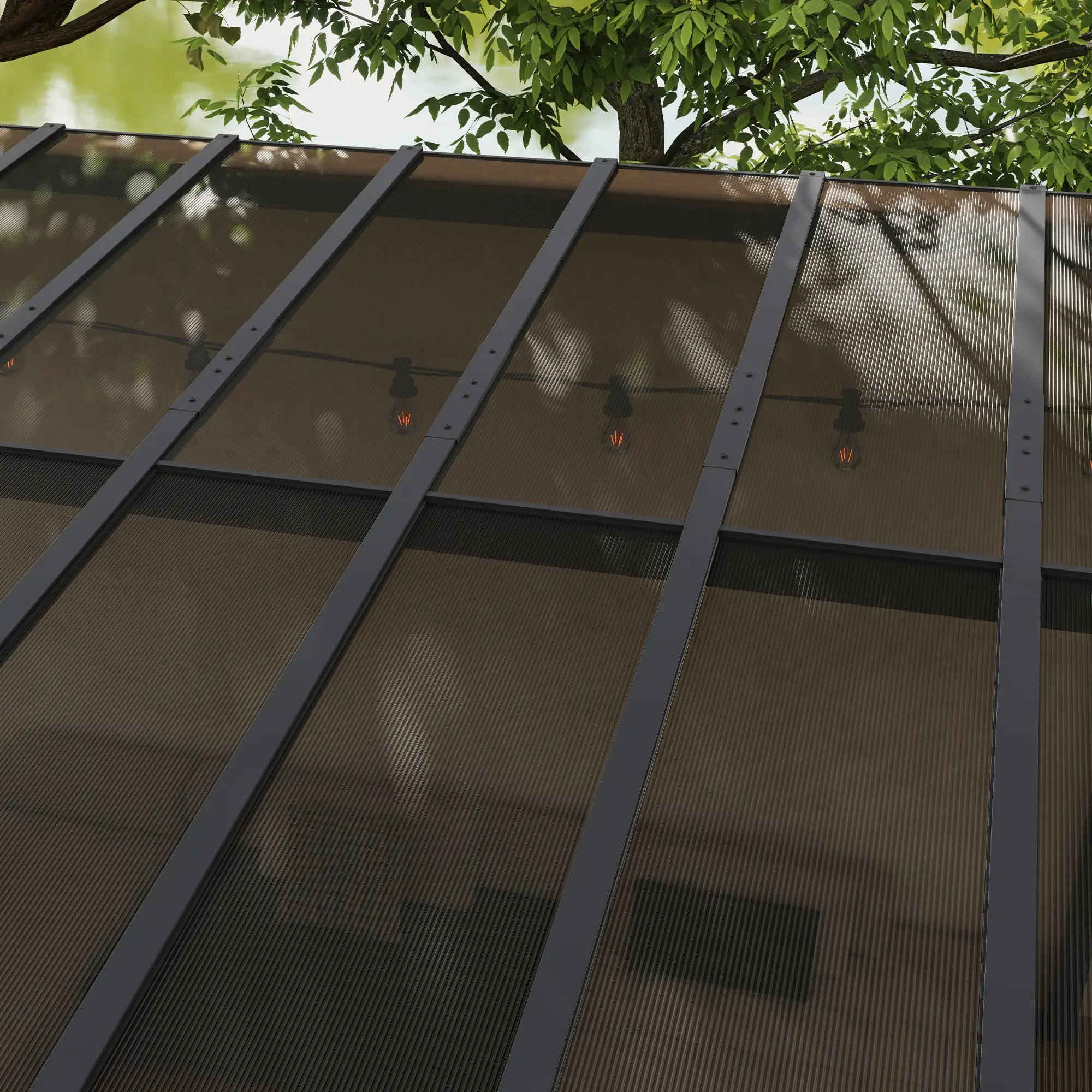 3m x 4.3m Metal Pergola with UPF 50+ and Waterproof Polycarbonate Roof