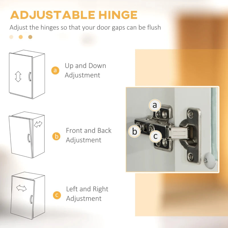 Freestanding Kitchen Cupboard Storage Cabinet - 168cm White with 2 Adjustable Shelves, 2 Drawers & Open Counter for Living Room/Dining Room