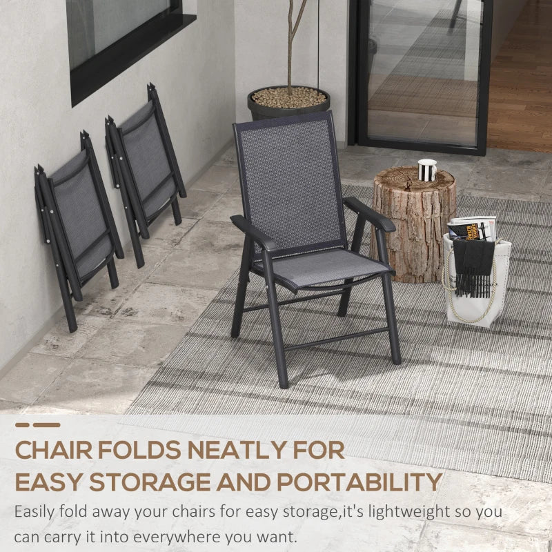 6-Piece Dark Grey Folding Outdoor Dining Chairs Set