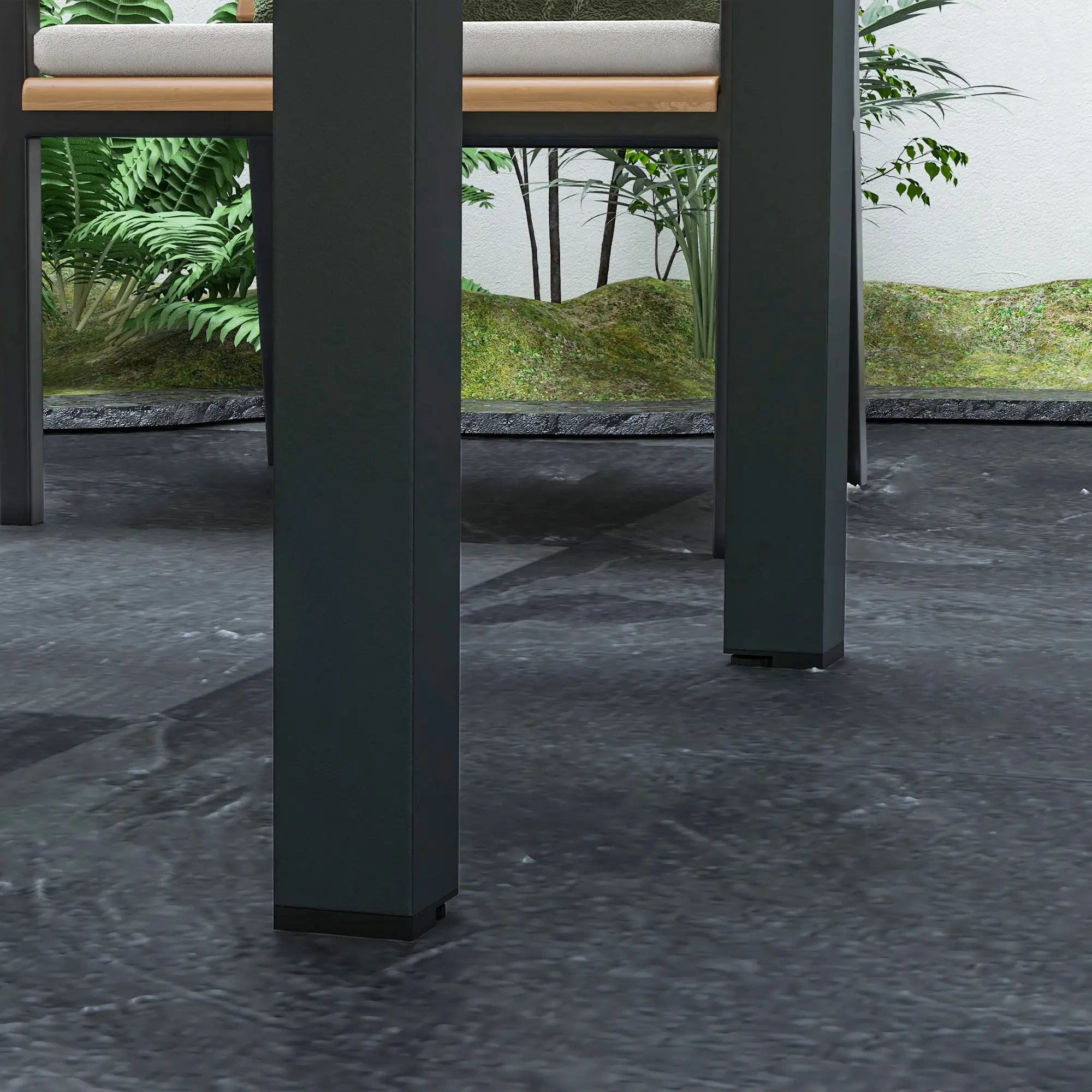 Black Frame Aluminium Extendable Garden Table - Tempered Glass Tabletop, 80/160 x 80 x 75 cm
