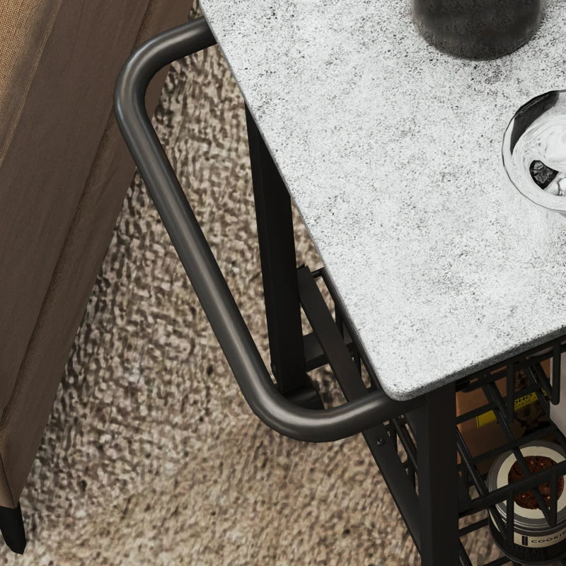 Three Basket Mobile Kitchen Island with Brakes - Stylish Grey/Black Storage Solution for Home Cooking and Dining