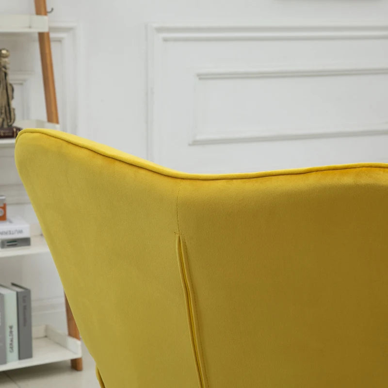 Stylish Velvet-Touch Tufted Wingback Armchair Set of 2 for Modern Lounge and Leisure Spaces in Yellow
