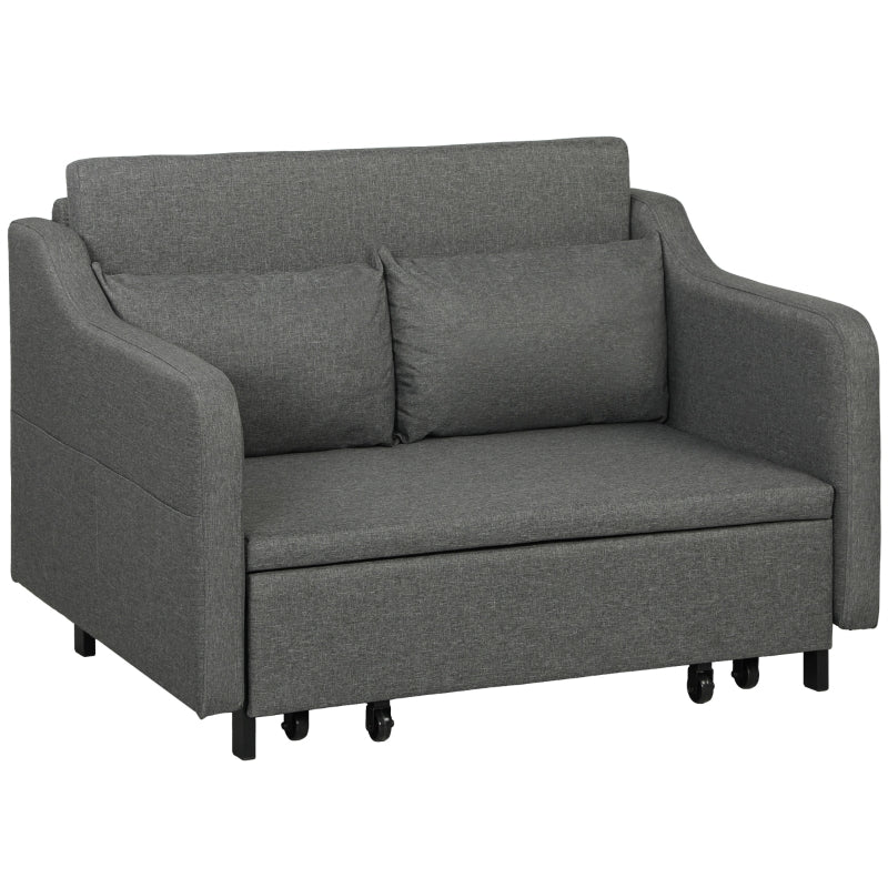 Grey Two-Seater Pull-Out Sofa Bed for Compact Living Spaces