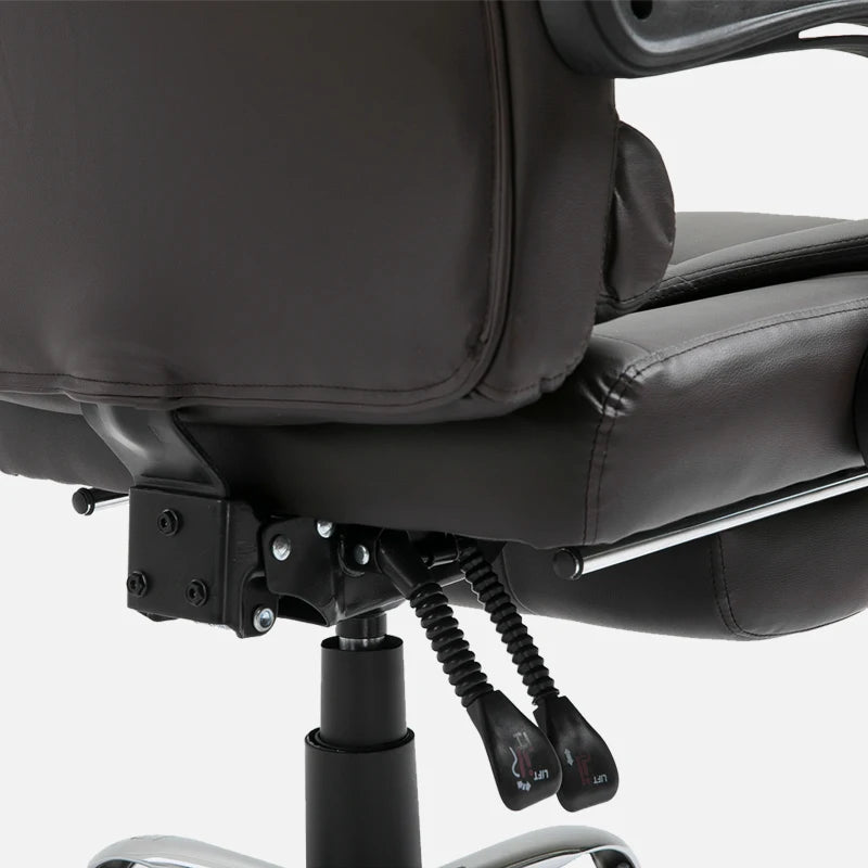 PU Leather Executive Office Chair - High Back Swivel with Retractable Footrest, Adjustable Height & Reclining Function in Brown