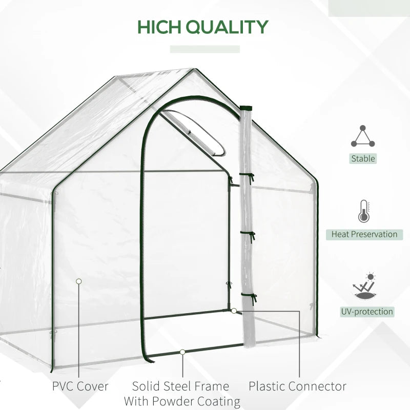 Greenhouse Garden Planter with Zipped Door & Window - White