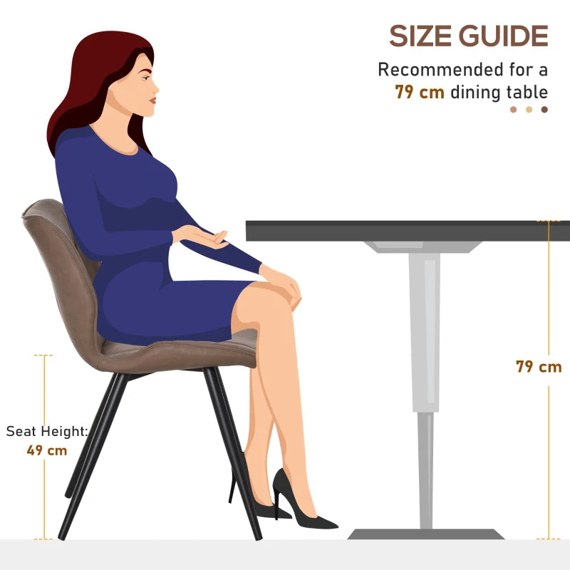 Set of 4 Brown PU Leather Racing-Style Dining Chairs with Steel Legs & Ergonomic Back Padding for Home Living Room