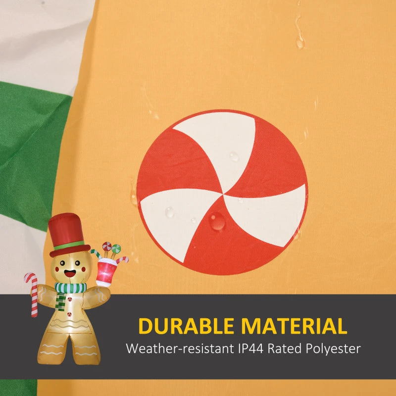 7.5ft Inflatable Gingerbread Man with Candy Cane & LED Lights - Outdoor Christmas Lawn Decoration for Parties & Holiday Displays