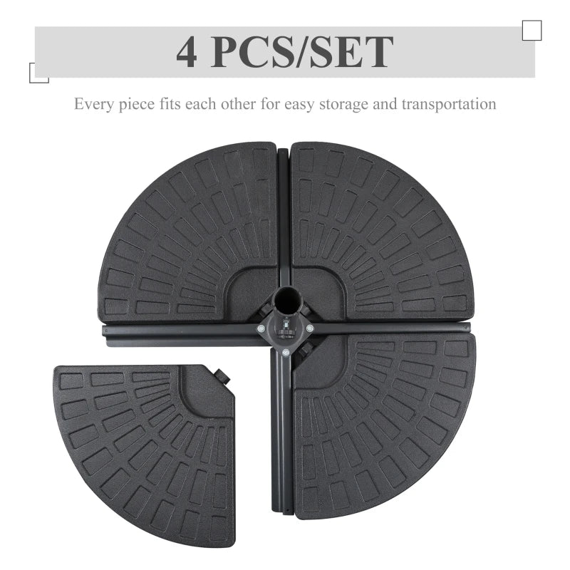 Black Portable 4-Piece Umbrella Base Set