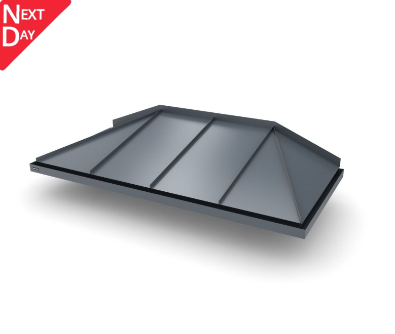 Aluminium Hipped Door Canopy with LED Spotlights & Integral Drainage – 1600mm or 2100mm – Anthracite Grey or Black