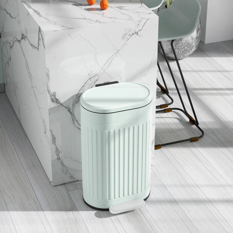 Light Green 30L Metal Kitchen Bin with Soft-Close Lid - Stylish & Durable Waste Container for Home & Office