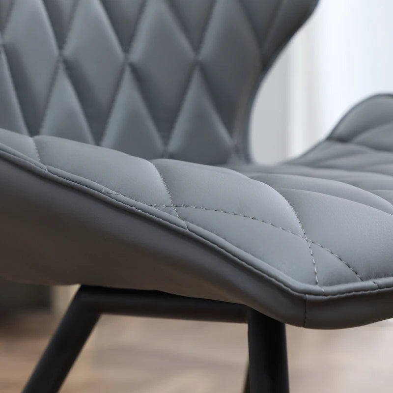 Set of 4 Grey PU Leather Dining Chairs with Metal Legs - Stylish Kitchen Seating for Modern Homes