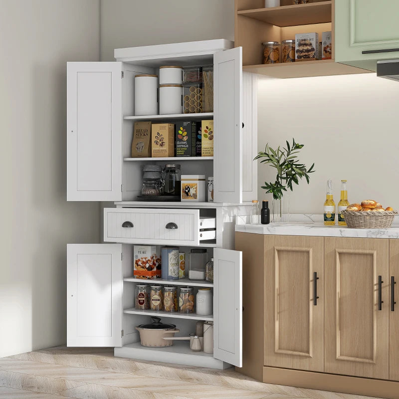 Freestanding Multi-Storage Kitchen Cabinet in White - Stylish & Functional Organizer for Home & Kitchen Storage Solutions