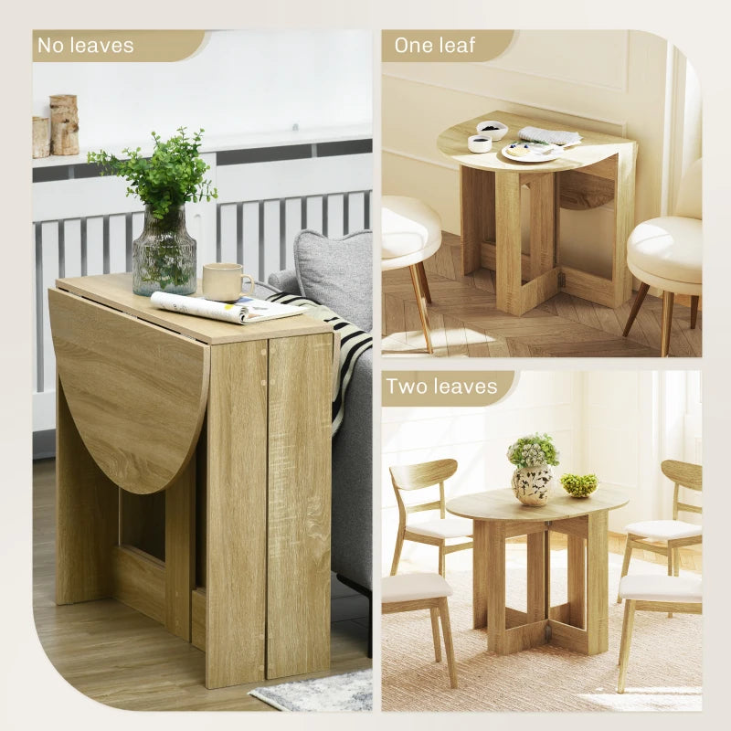 Space-Saving Drop Leaf Folding Dining Table for Small Spaces - Oak Kitchen & Dining Room Furniture