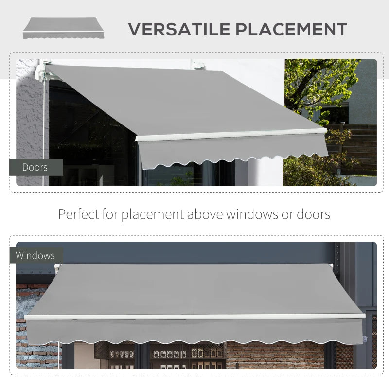 Light Grey Manual Awning For Garden Patio - 3.95m x 2.5m