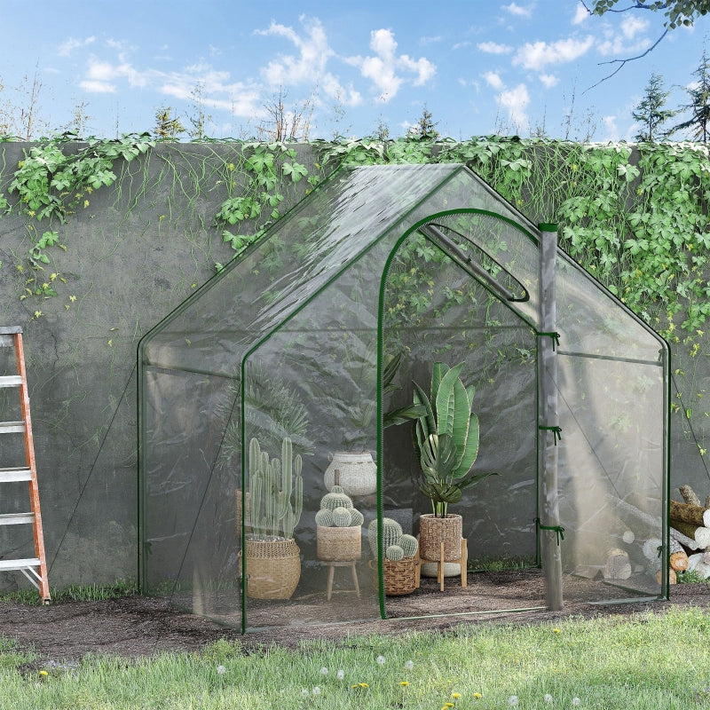 Greenhouse Garden Planter with Zipped Door & Window - White