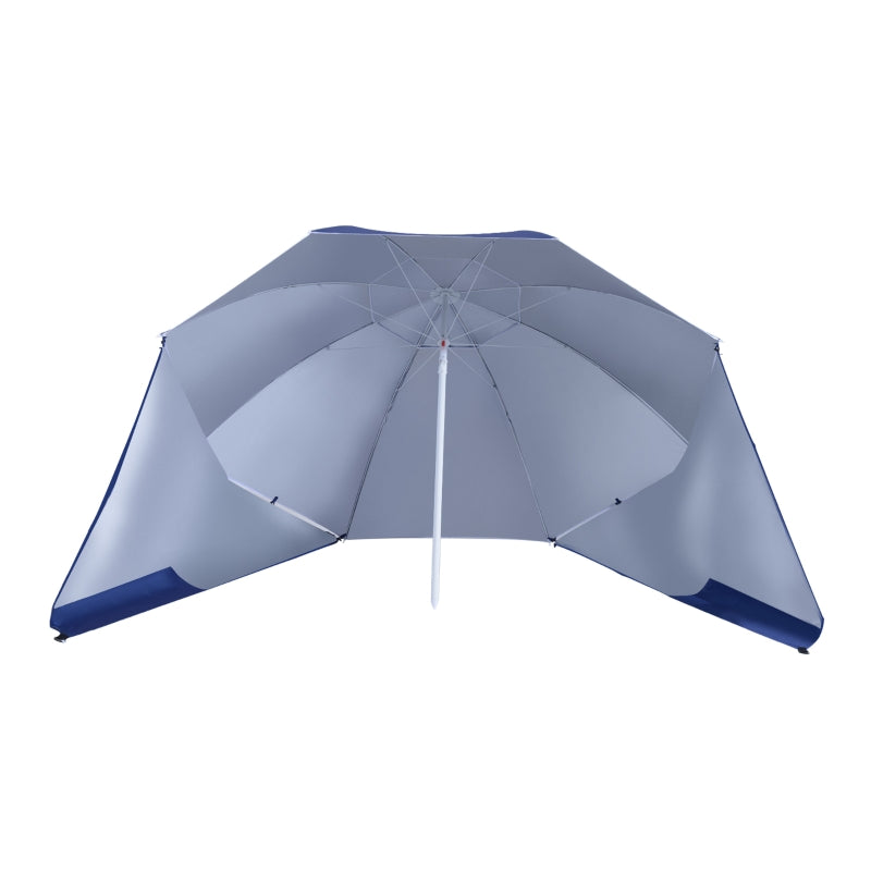 Blue 2m UV Protection Beach Umbrella with Side Panel