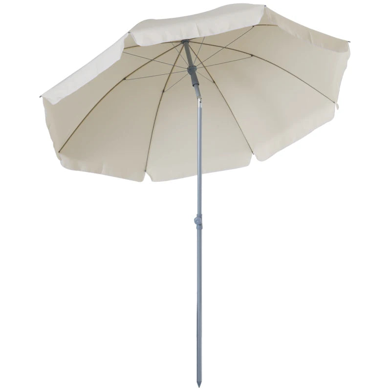 Portable Beach Umbrella with Tilting Function, Cream White