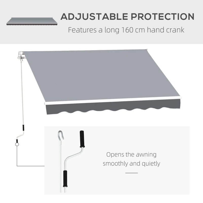 Light Grey 2.5m x 2m Garden Patio Manual Awning Canopy