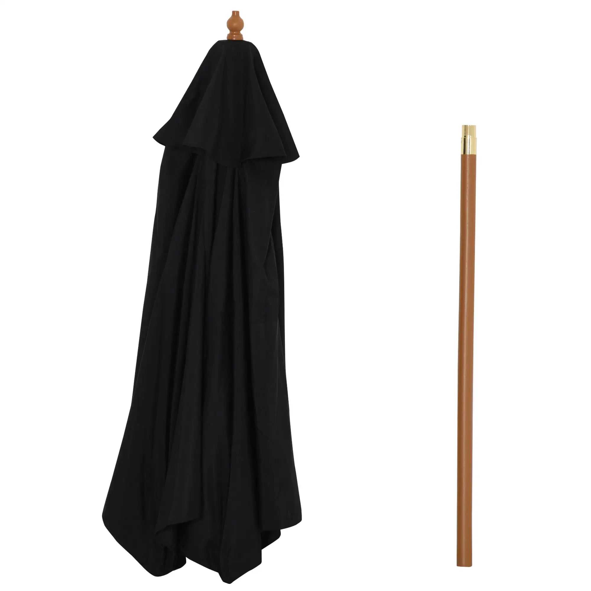 Black 2.5m Wooden Garden Parasol Sun Shade