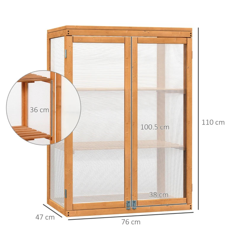 Green 3-Tier Wooden Cold Frame Greenhouse with Double Doors