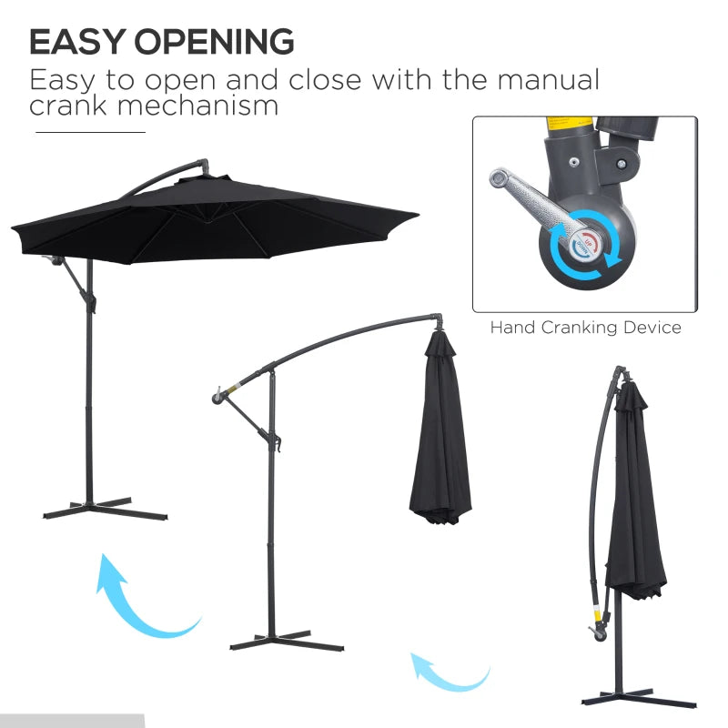 Black 3m Banana Parasol