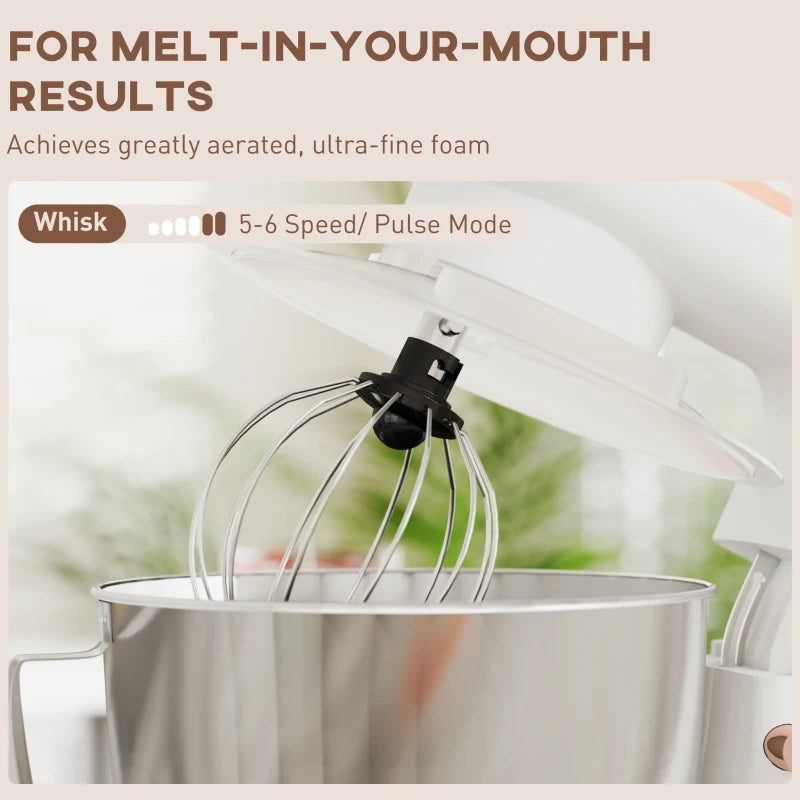 Premium 1300W White Kitchen Stand Mixer with Accessories - Powerful, Versatile, Ideal for Baking and Cooking Enthusiasts