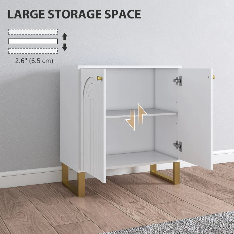 Modern 2-Door White Sideboard Storage Cabinet - Stylish Home Furniture for Living Room, Dining Room, or Entryway
