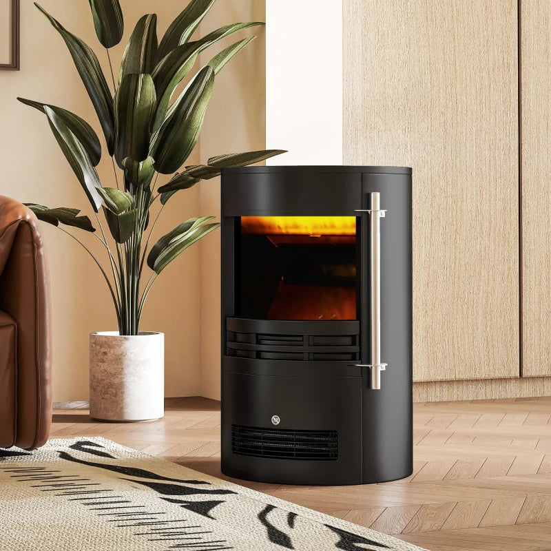 Freestanding Electric Fireplace Heater with Log Burner Effect and Thermostat Control 1000W 2000W