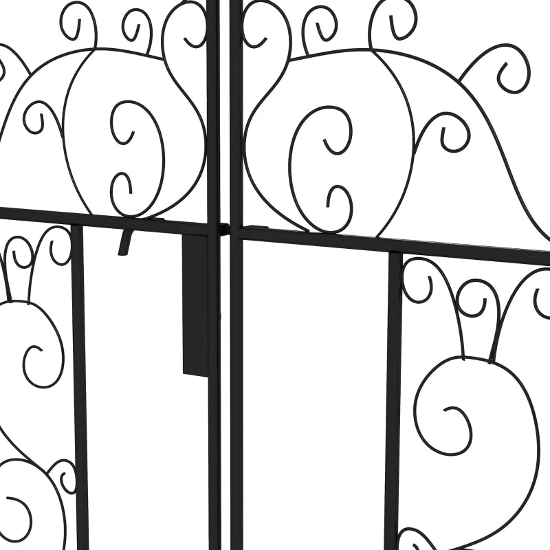 Metal Garden Arch with Double Gates for Climbing Plants - Black, 125L x 38W x 227H cm - Perfect for Roses, Vines, and Weddings
