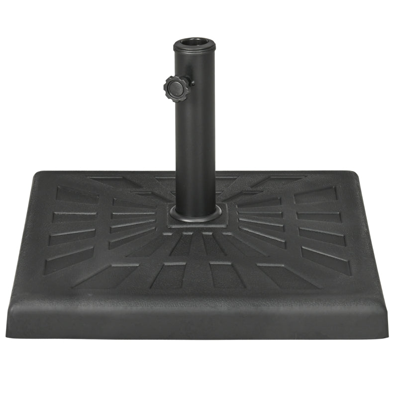 Black Square Resin Garden Parasol Base Holder - 19kg Weight