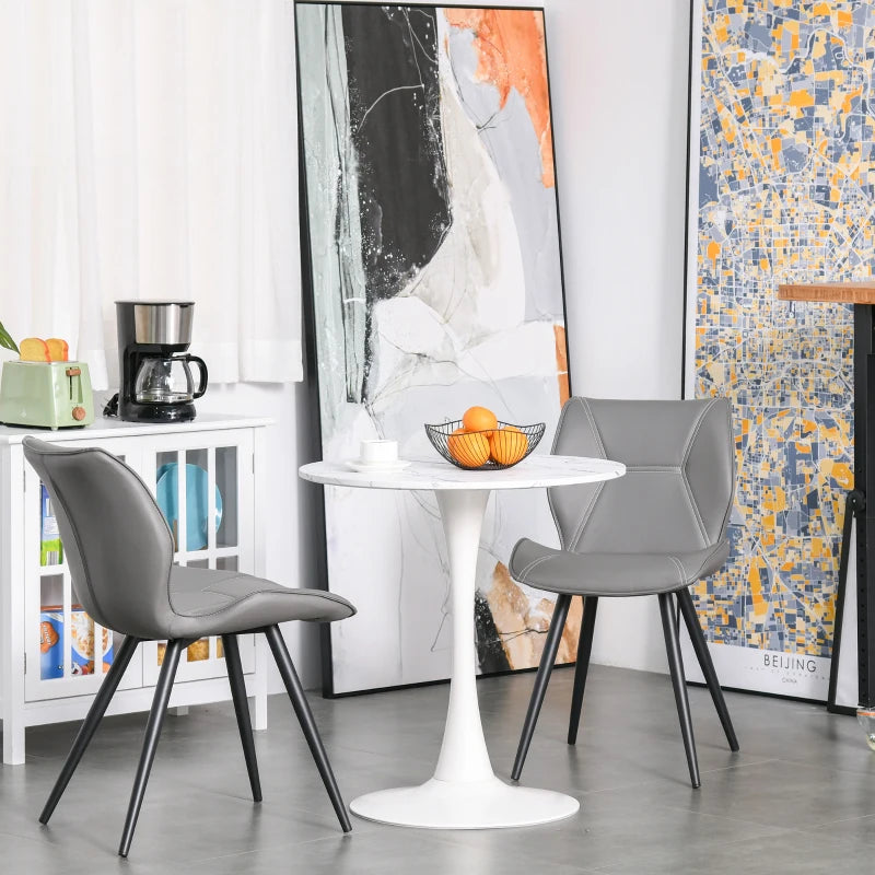 Modern Round Dining Table - White Bistro Table with Metal Base for Kitchen & Dining Room - Stylish Leisure Furniture