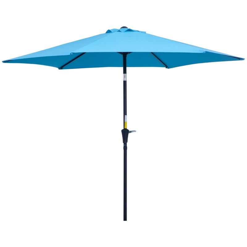 Blue 2.7M Tilt Crank Garden Parasol Umbrella