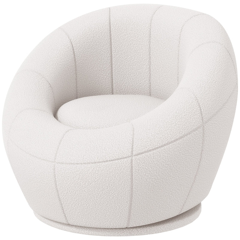 Stylish Swivel Upholstered Accent Chair for Living Room, Bedroom or Home Office in White