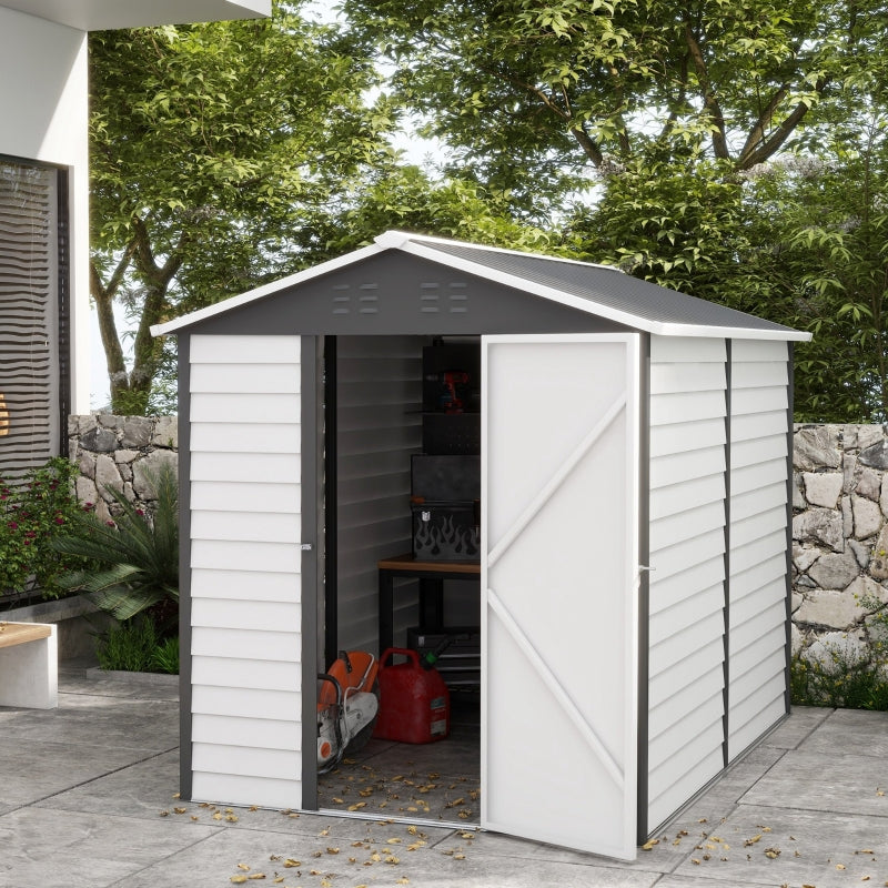 White 9ft x 6ft Metal Shed